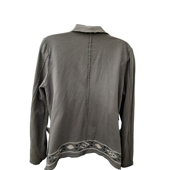 MONORENO  Gray Open Cardigan Embroidery Cotton Flow Look Long Sleeves Pockets L - Picture 3 of 11